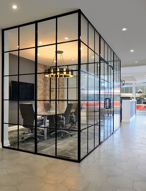 Sleek glass interior wall